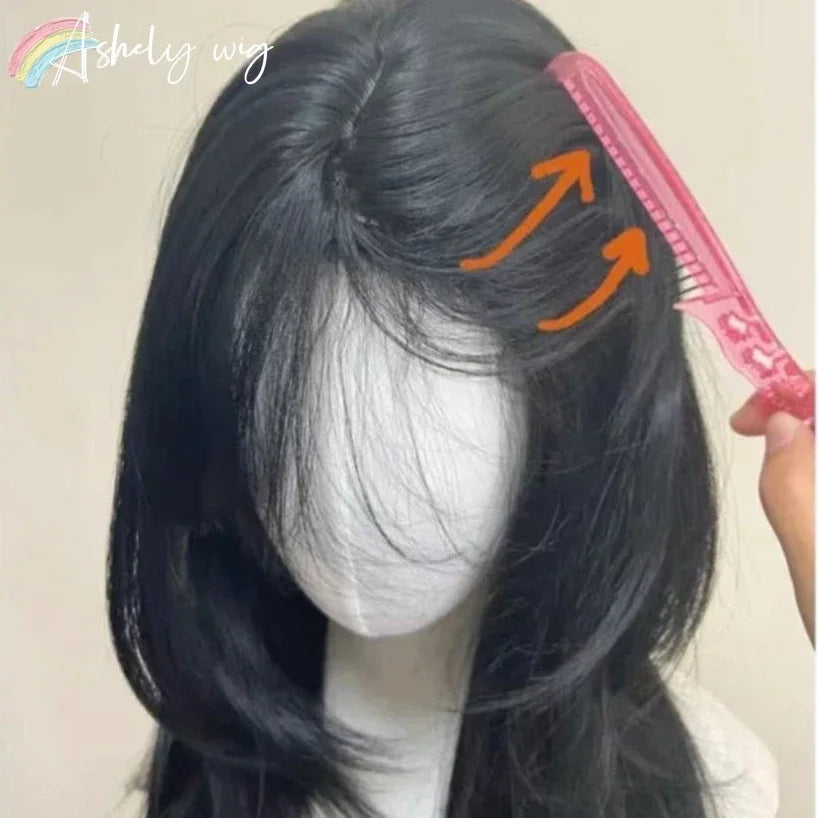 Black Body Wave Headband Wig with Bangs