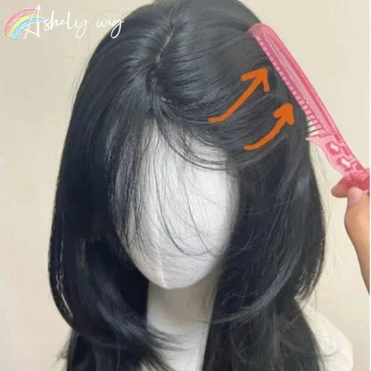 Black Body Wave Headband Wig with Bangs