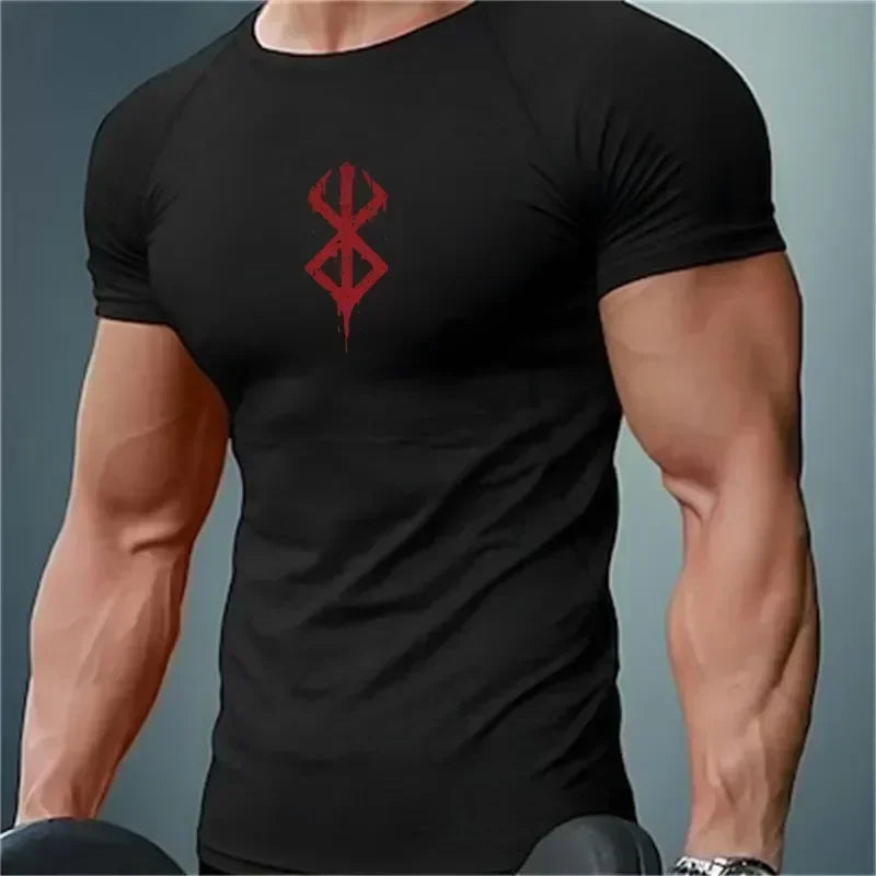 Men's Quick Dry Printed Compression Workout T Shirt