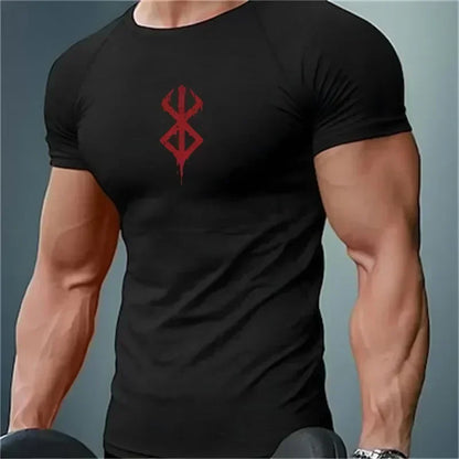 Men's Quick Dry Printed Compression Workout T Shirt