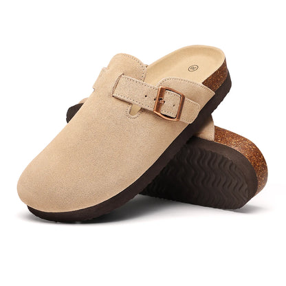 Litfun Women's Cork Suede Clog Mules with Arch Support
