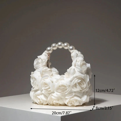 Floral Pearl Evening Clutch Bag for Women Wedding Party Prom Accessories