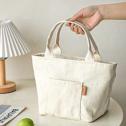 Canvas Insulated Lunch Tote Bag with Zipper for Travel & Picnics