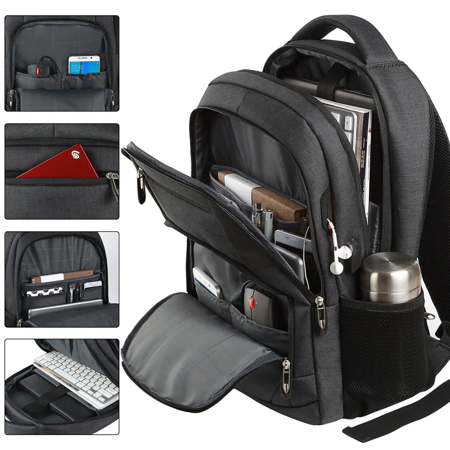 Men's Large Capacity Waterproof Travel Laptop Backpack