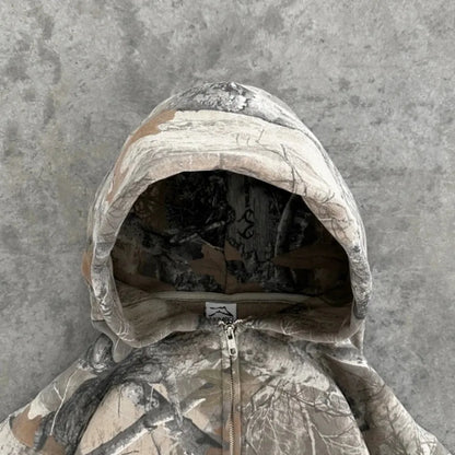 Unisex Y2K Oversized Camouflage Zip Up Hoodie