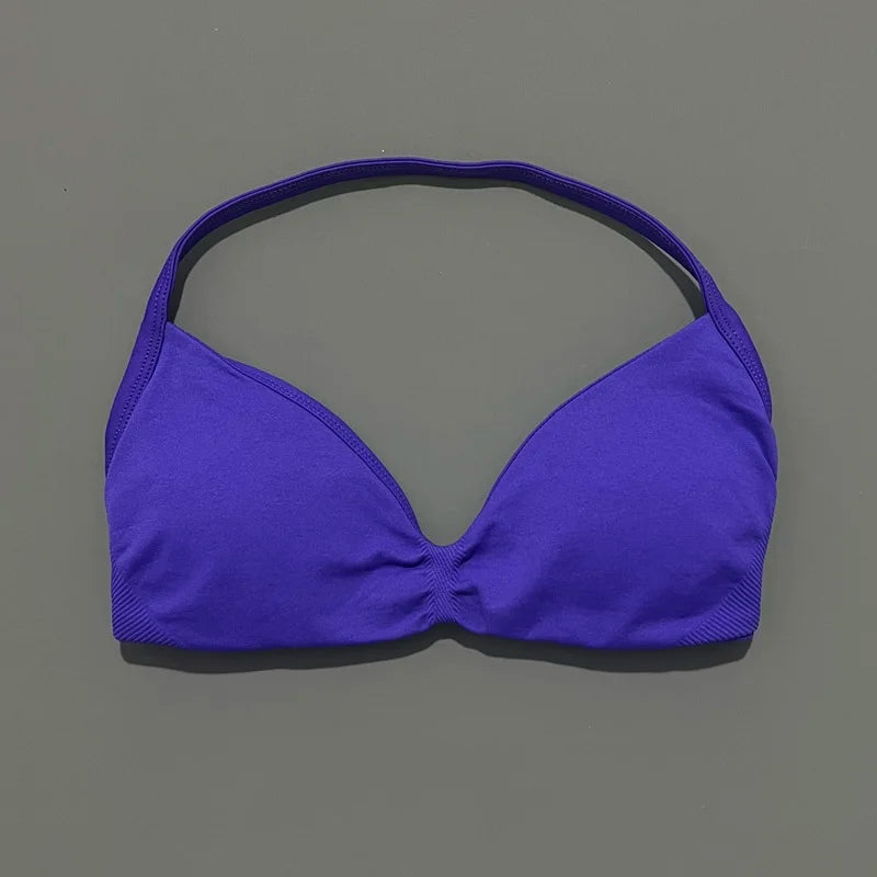 HISTELLO Women's High Support Strappy Halter Sports Bra