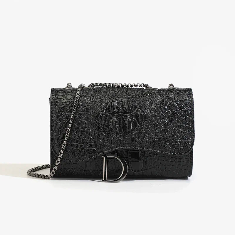 Women’s Croc Pattern Sequin Chain Crossbody Evening Bag