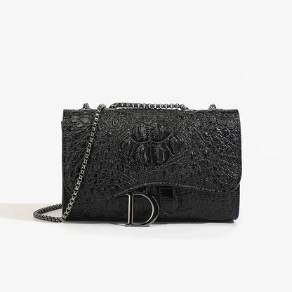 Women’s Croc Pattern Sequin Chain Crossbody Evening Bag