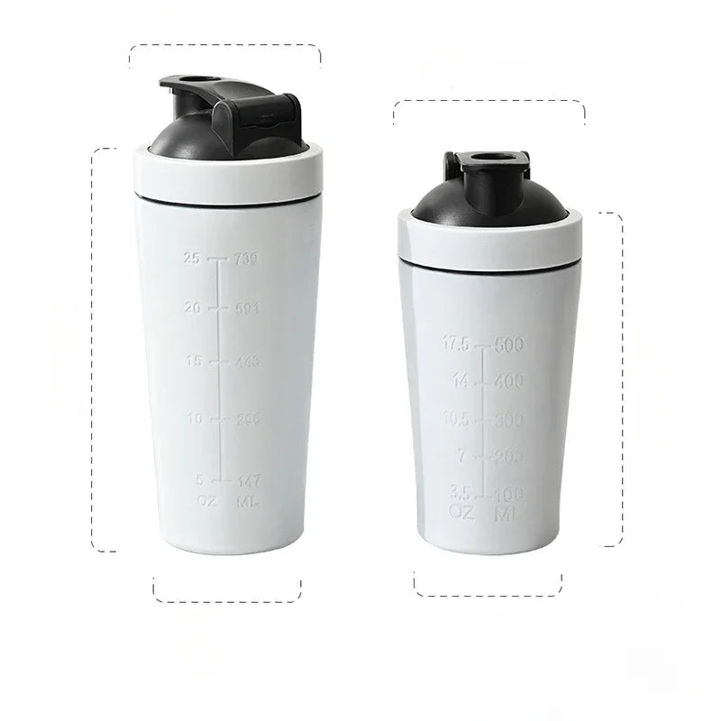 500ml or 750ml Stainless Steel Protein Shaker Bottle with Mixing Ball