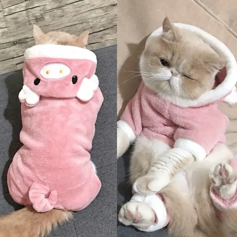 Soft Fleece Pet Jumpsuit Hoodie for Small Dogs & Cats Winter Coat