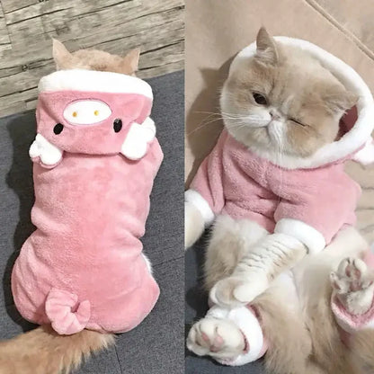 Soft Fleece Pet Jumpsuit Hoodie for Small Dogs & Cats Winter Coat