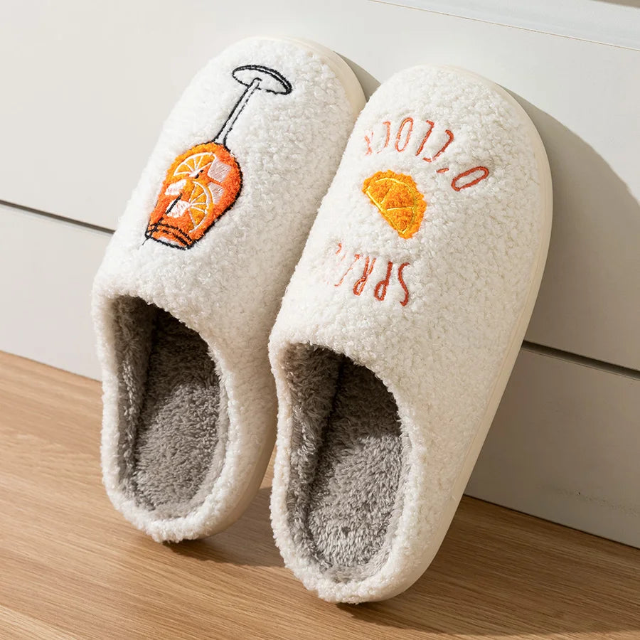 Aperol Spritz Fluffy Slippers for Women Party Gift