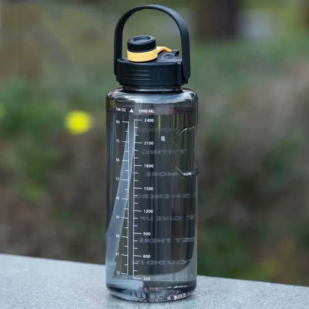 1.5L to 3L Large Capacity Sports Water Bottle with Straw and Time Marker