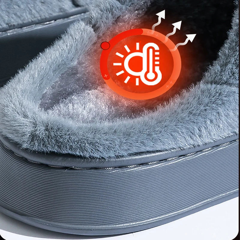 Big Size 50–51 Warm Winter Slippers for Men & Women Non Slip Home Shoes