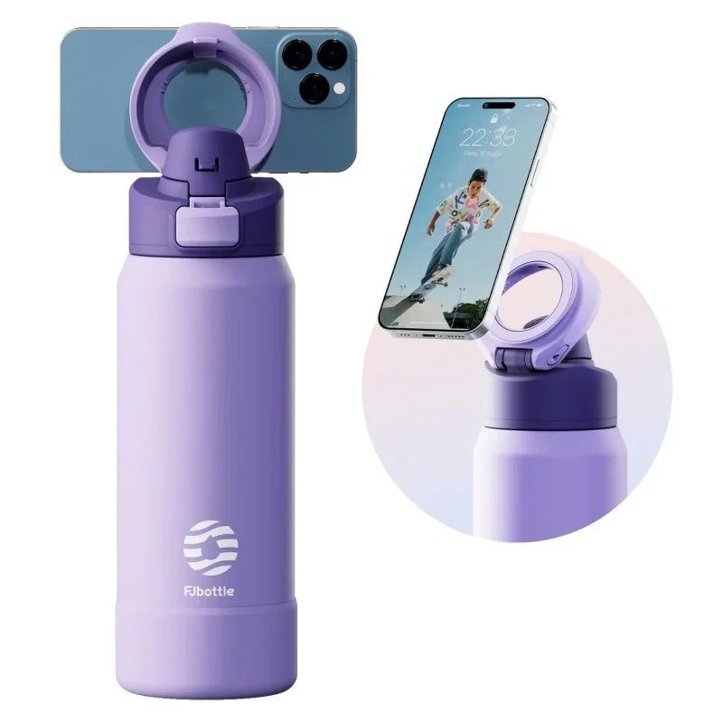 710ml or 950ml Insulated Sports Water Bottle with Magnetic Phone Holder
