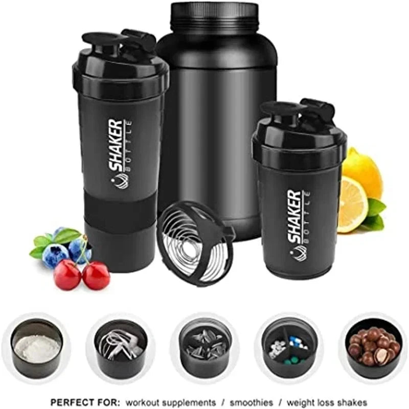 500ml 3 Layer Protein Shaker Bottle with Storage