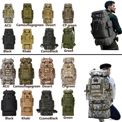 80L or 100L Large Capacity Tactical Hiking Backpack