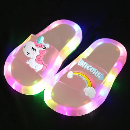 Kids Cartoon Unicorn Light Up Slippers for Boys & Girls