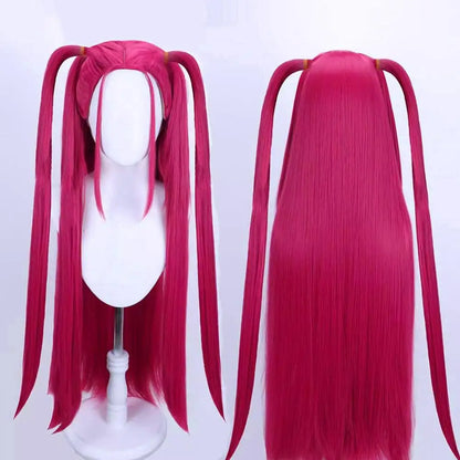 Purple Pink Long Braided Side Ponytail Cosplay Wig