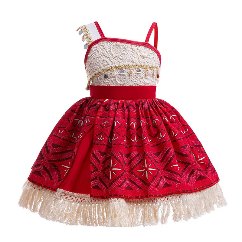 Girls Moana 2 Princess Costume Dress with Necklace
