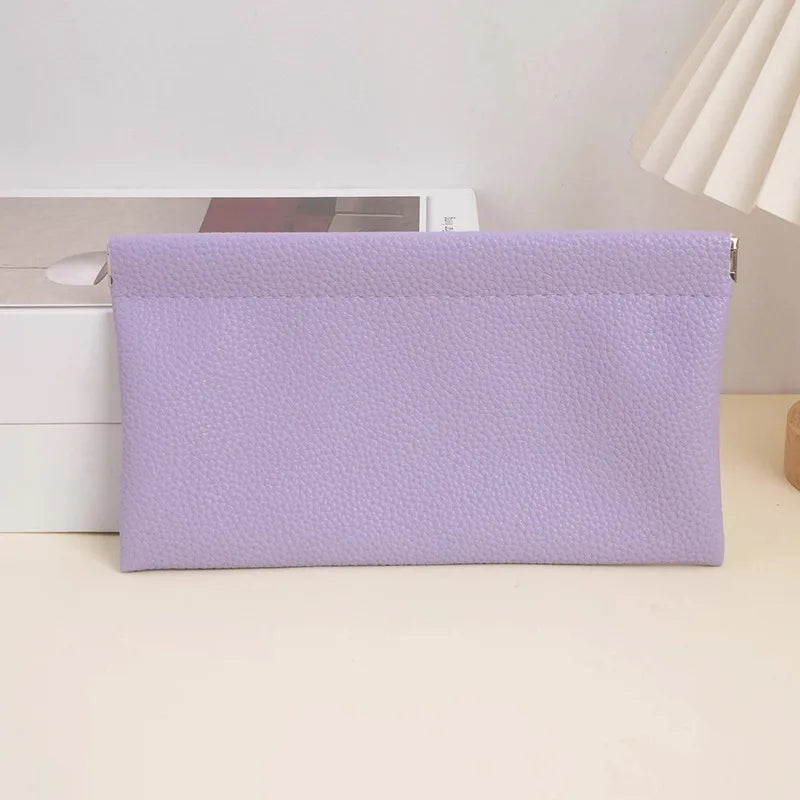 Self Closing PU Leather Long Wallet and Passport Holder