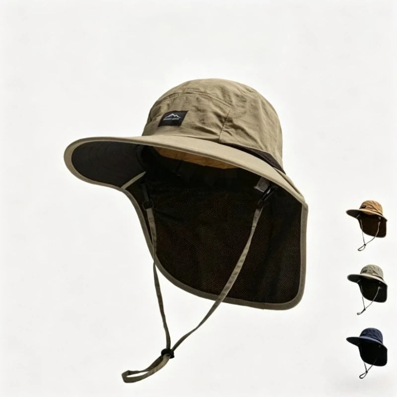 Unisex Wide Brim Quick Dry Fishing Sun Hat with Neck Protection