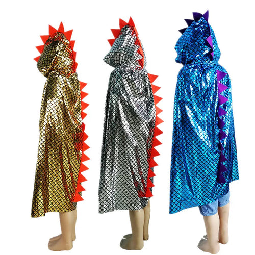 Dinosaur Hooded Cape Costume for Kids Halloween Cosplay Party