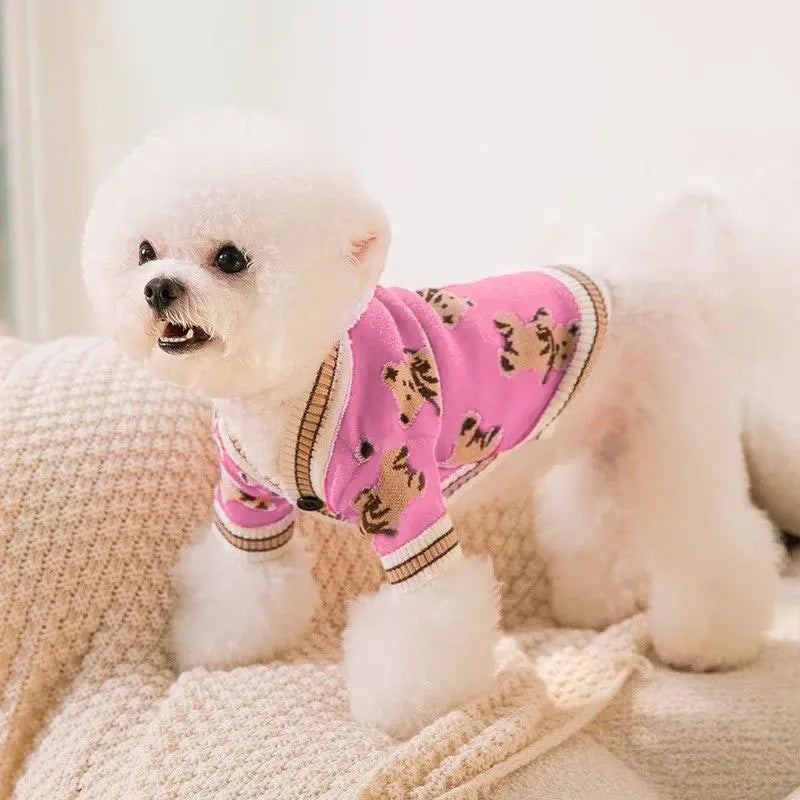 Striped Cardigan Sweater for Dogs & Cats Warm Pet Clothes
