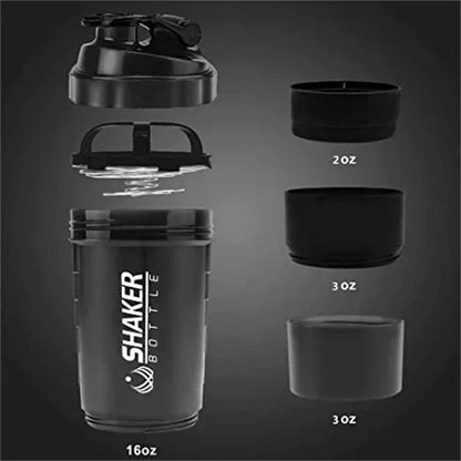 500ml 3 Layer Protein Shaker Bottle with Storage