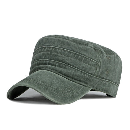 Unisex Washed Cotton Short Brim Military Cap