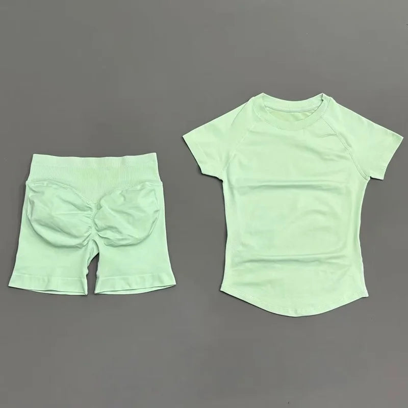 2 Piece Seamless Yoga Top and Shorts Set
