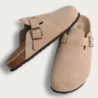 Litfun Women's Cork Suede Clog Mules with Arch Support