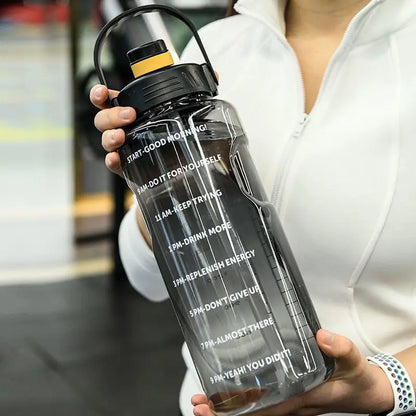 1.5L to 3L Large Capacity Sports Water Bottle with Straw and Time Marker