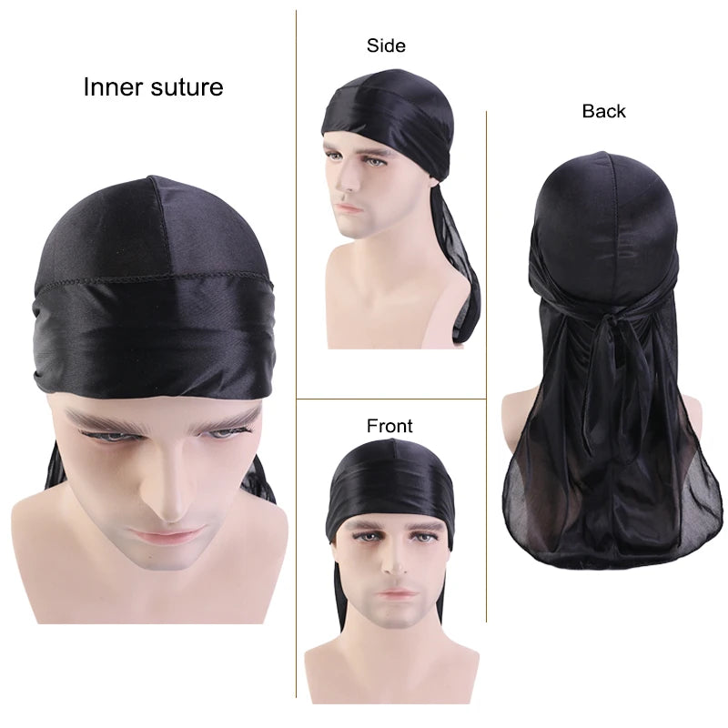 Unisex Silky Long Tail Durag Headwrap
