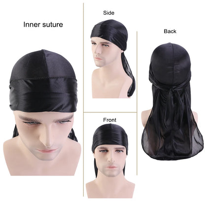 Unisex Silky Long Tail Durag Headwrap