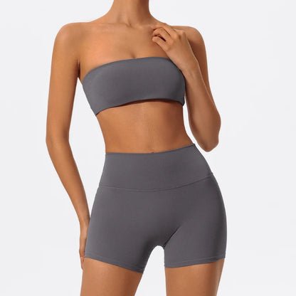 Women's 2 Piece Strapless Sports Bra and Yoga Set