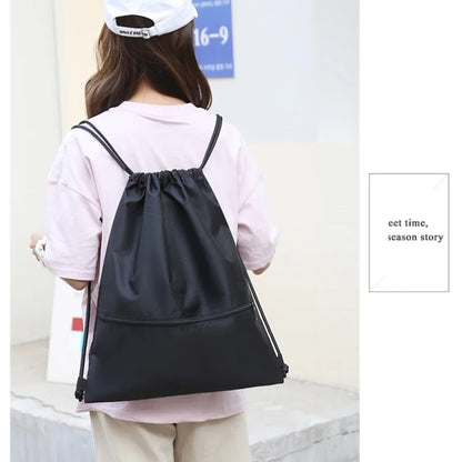Unisex Lightweight Drawstring Sports Backpack with Zipper