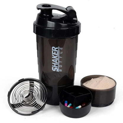 3 Layer Protein Shaker Bottle with Storage Compartments