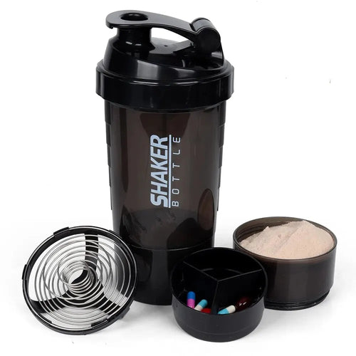 3 Layer Protein Shaker Bottle with Storage Compartments