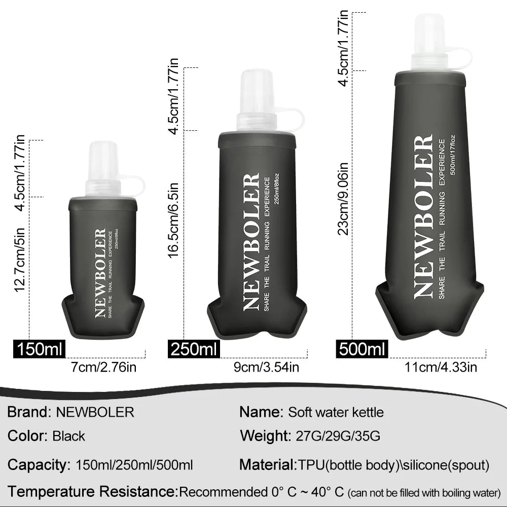 150ml to 500ml TPU Collapsible Soft Flask Water Bottle