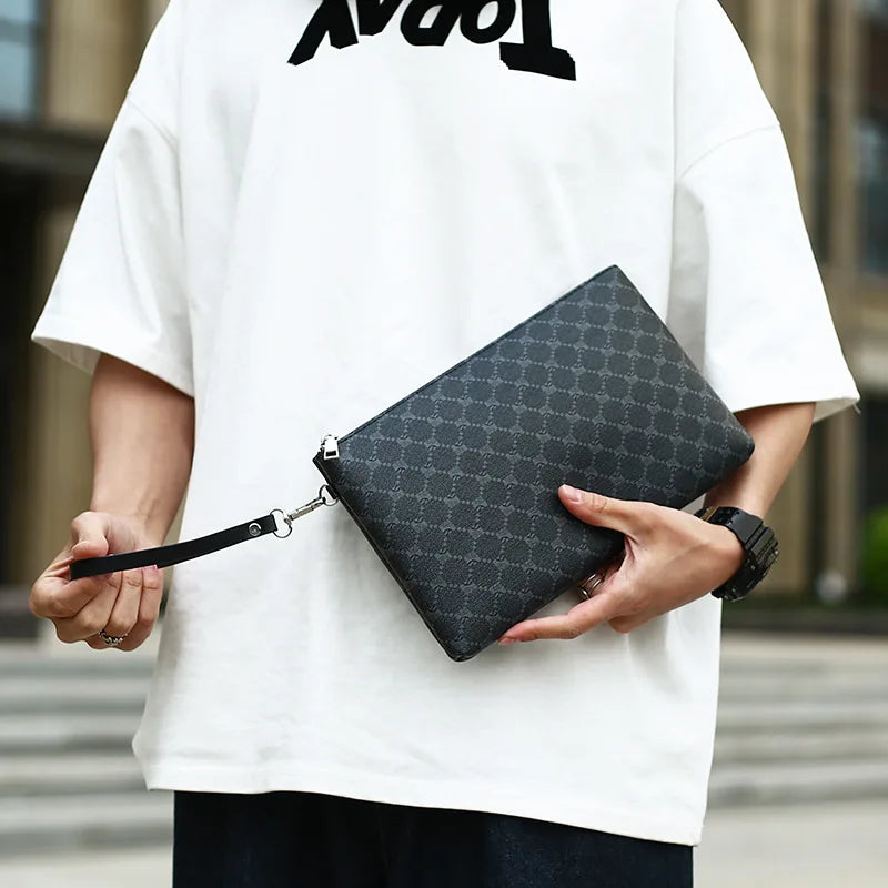 Men’s Slim Leather Messenger Crossbody Clutch Bag
