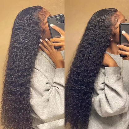 Women's 40 to 42 Inch Deep Wave HD Lace Front Human Hair Wig