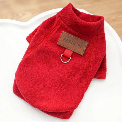 Warm Solid Color Dog Hoodie for Small Dogs & Cats Winter Pet Clothes