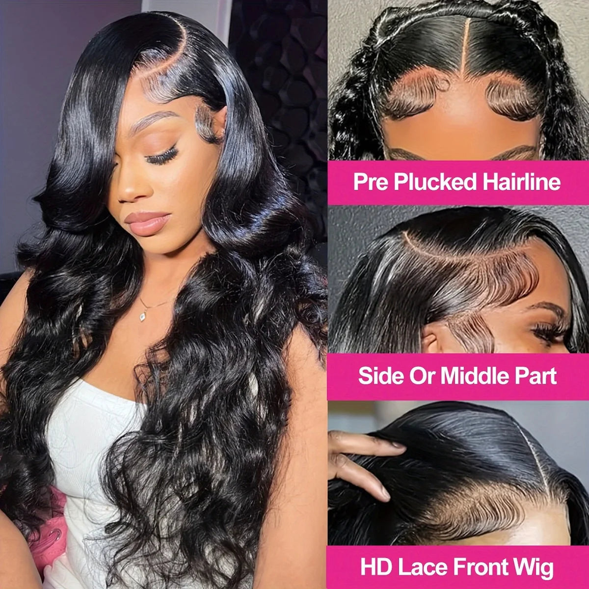 Women's Deep Wave HD Lace Front Human Hair Wig 200% Density