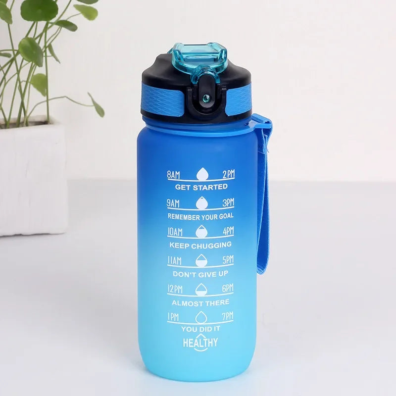 600ml Leak Proof Motivational Sports Water Bottle with Time Marker