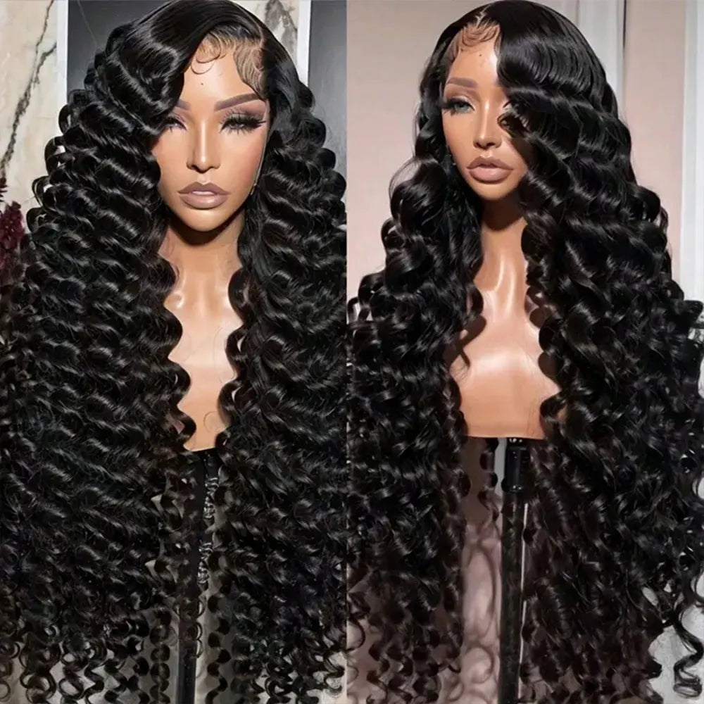 Women's 250% Density Glueless Deep Wave HD Lace Front Human Hair Wig