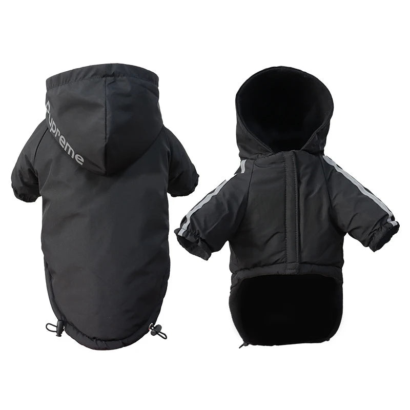 Waterproof Warm Hooded Dog Coat with Reflective Details for Small Dogs & Cats
