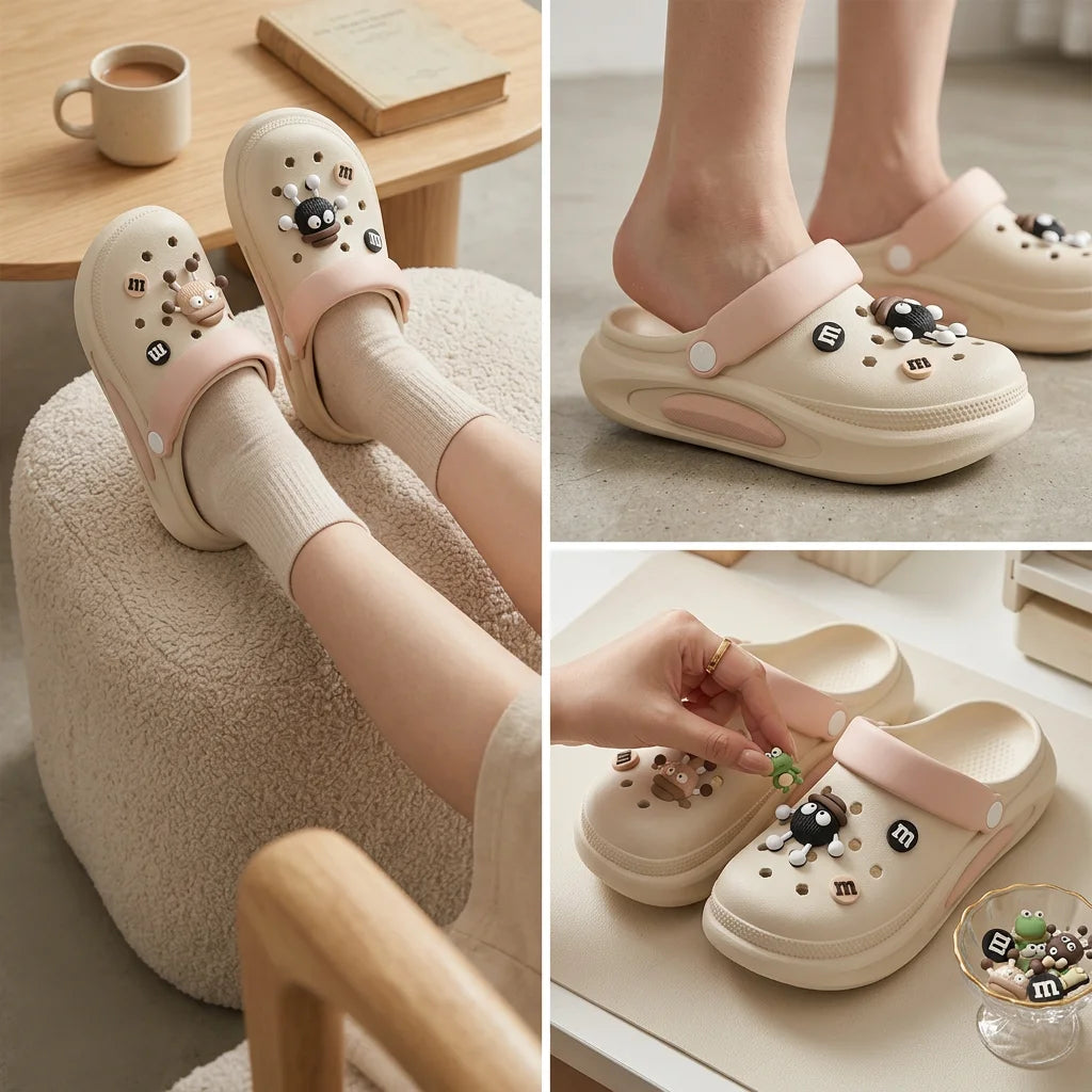 Women’s Summer EVA Clogs with 3D Charms Non Slip Beach Shoes