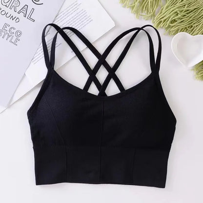 Women's Back Cross Strap Push Up Sports Bra
