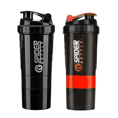 16 Oz Leak Proof Protein Shaker Bottle with Storage Cups